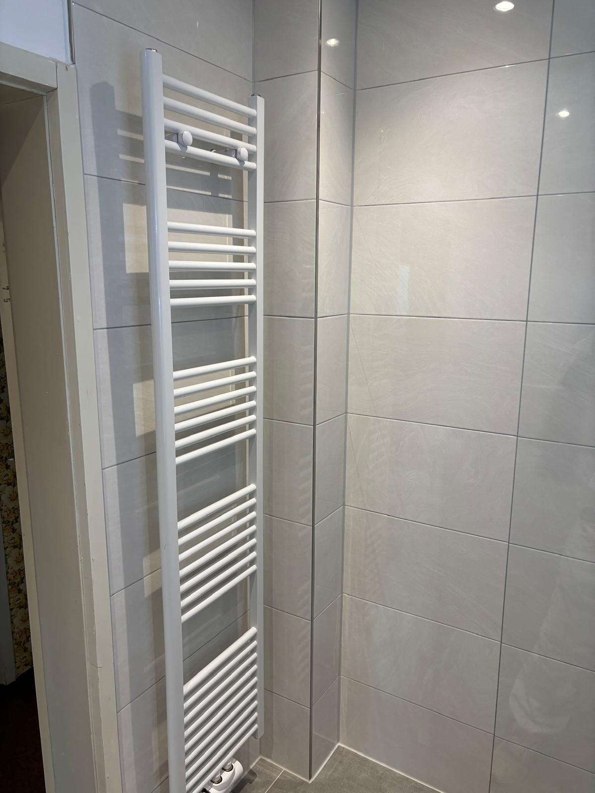 Badezimmer mit modernem Handtuchheizkörper
